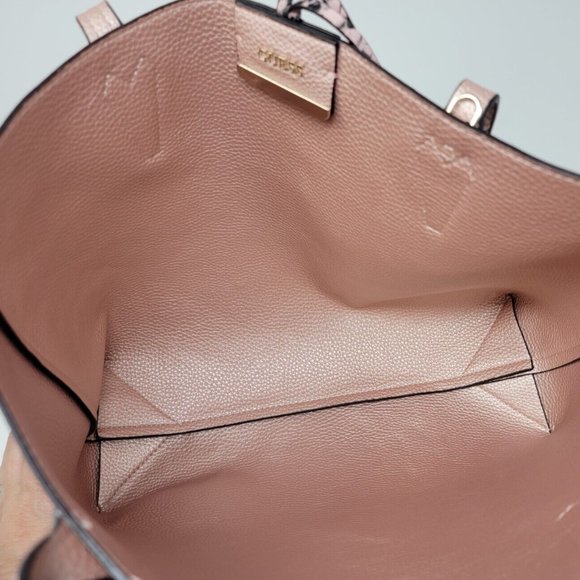 GUESS Bobbi Pink Snake Print Inside Out Reversible 3 in 1 Tote Handbag Set - Picture 9 of 14